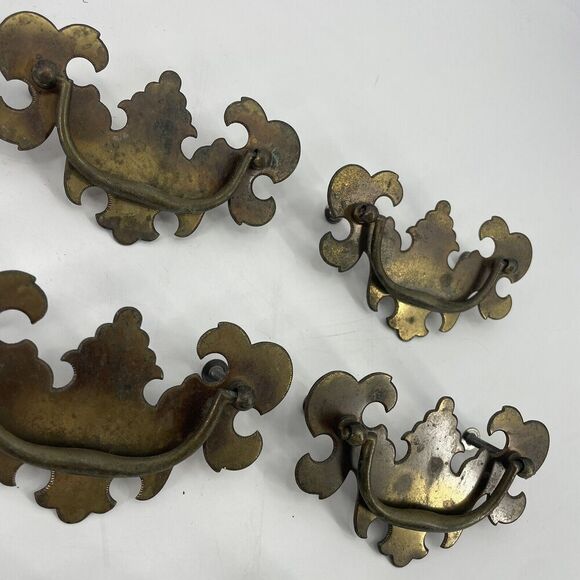 Chippendale Colonial Brass Antique Hardware Batwing Drawer Pull 2 1/2" center - Picture 6 of 12